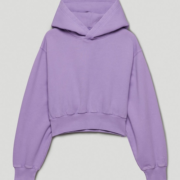 Aritiza tna cozy fleece perfect shrunken hoodie crop pullover petal purple - Picture 2 of 8